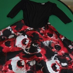 Olivia Matthews Black and Red Floral Dress